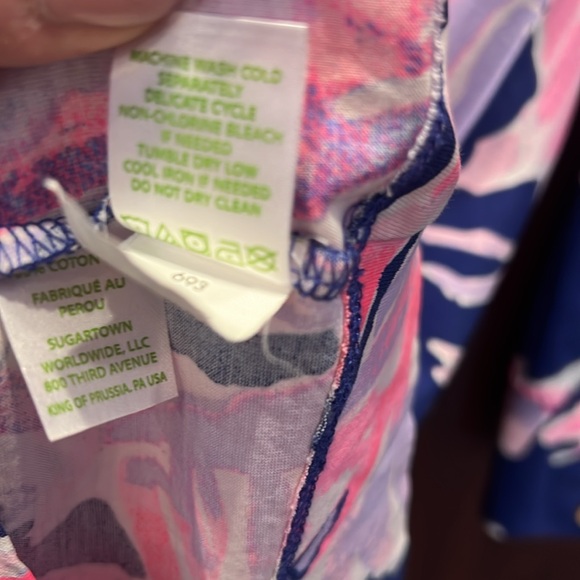 Lilly Pulitzer EUC Pretty Pink Blue White Long Sleeve Crew Neck Tunic Dress XS - Picture 6 of 6